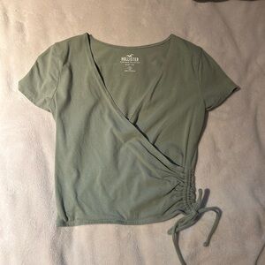 Hollister Women's Green Wrap Short Sleeve Top